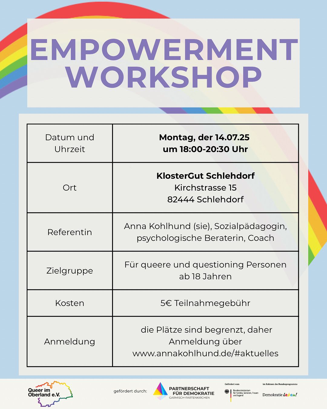 Flyer Infos zum Empowerment Workshop